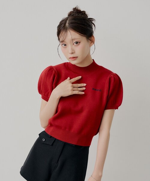 Chico(チコ)の「パフスリーブロゴ刺繍ニット(ニット/セーター・レディース・アイボリー/ネイビー/レッド系その他3/ブラウン系その他3・FREE)」の14枚目の写真