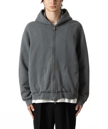 JUMBERCA TERRY DISTRESSED ZIP UP HOODIE