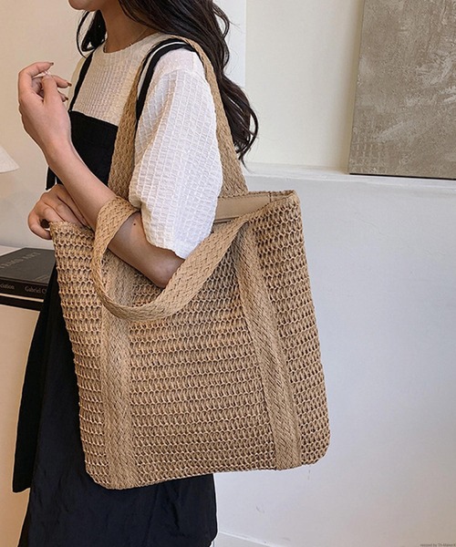 Mignonjour（ミニョンジュール）の「Mignonjour/リゾートメッシュトートバッグ M2951（トートバッグ・レディース・ベージュ/ブラウン・FREE）」の5枚目の写真
