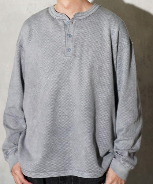 TOWNCRAFT(タウンクラフト)の「TOWNCRAFT / タウンクラフト COTTON THERMAL 3B HENLEY TEE コットン サーマル 3ボタン ヘンリーネックTシャツ(Tシャツ/カットソー・メンズ・ネイビー/グレー/ナチュラル/ピンク/ブラック・MEDIUM/LARGE)」の2枚目の写真