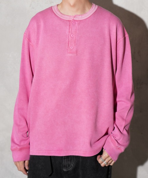 TOWNCRAFT(タウンクラフト)の「TOWNCRAFT / タウンクラフト COTTON THERMAL 3B HENLEY TEE コットン サーマル 3ボタン ヘンリーネックTシャツ(Tシャツ/カットソー・メンズ・ネイビー/グレー/ナチュラル/ピンク/ブラック・MEDIUM/LARGE)」の5枚目の写真