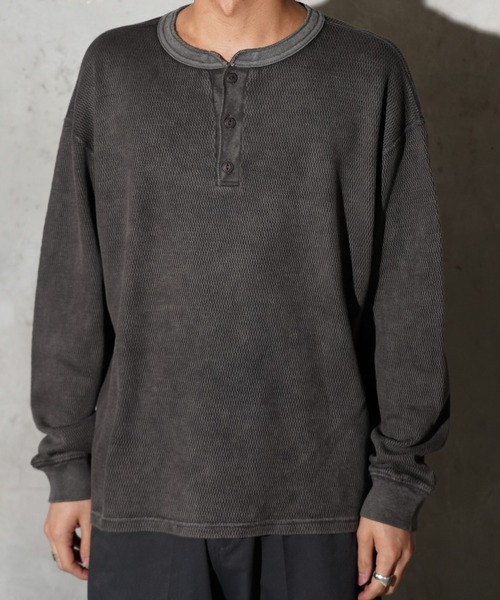 TOWNCRAFT(タウンクラフト)の「TOWNCRAFT / タウンクラフト COTTON THERMAL 3B HENLEY TEE コットン サーマル 3ボタン ヘンリーネックTシャツ(Tシャツ/カットソー・メンズ・ネイビー/グレー/ナチュラル/ピンク/ブラック・MEDIUM/LARGE)」の1枚目の写真