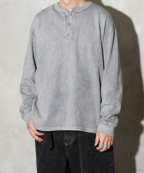 TOWNCRAFT(タウンクラフト)の「TOWNCRAFT / タウンクラフト COTTON THERMAL 3B HENLEY TEE コットン サーマル 3ボタン ヘンリーネックTシャツ(Tシャツ/カットソー・メンズ・ネイビー/グレー/ナチュラル/ピンク/ブラック・MEDIUM/LARGE)」の8枚目の写真