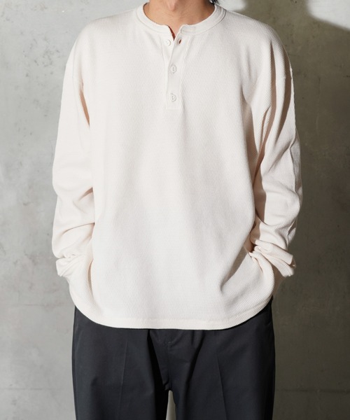 TOWNCRAFT(タウンクラフト)の「TOWNCRAFT / タウンクラフト COTTON THERMAL 3B HENLEY TEE コットン サーマル 3ボタン ヘンリーネックTシャツ(Tシャツ/カットソー・メンズ・ネイビー/グレー/ナチュラル/ピンク/ブラック・MEDIUM/LARGE)」の10枚目の写真