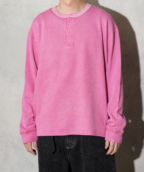 TOWNCRAFT(タウンクラフト)の「TOWNCRAFT / タウンクラフト COTTON THERMAL 3B HENLEY TEE コットン サーマル 3ボタン ヘンリーネックTシャツ(Tシャツ/カットソー・メンズ・ネイビー/グレー/ナチュラル/ピンク/ブラック・MEDIUM/LARGE)」の12枚目の写真