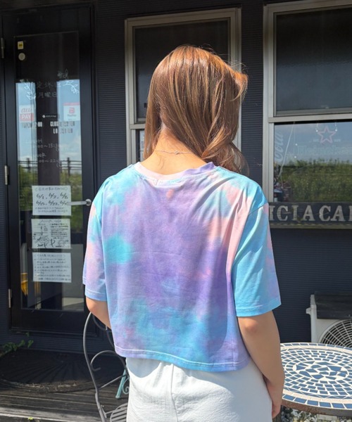 Loco Ocean(ロコオーシャン)の「ニュアンスタイダイ染め クロップド丈 ショート半袖Tシャツ(Tシャツ/カットソー・レディース・パープル/オレンジ/グリーン・FREE)」の22枚目の写真