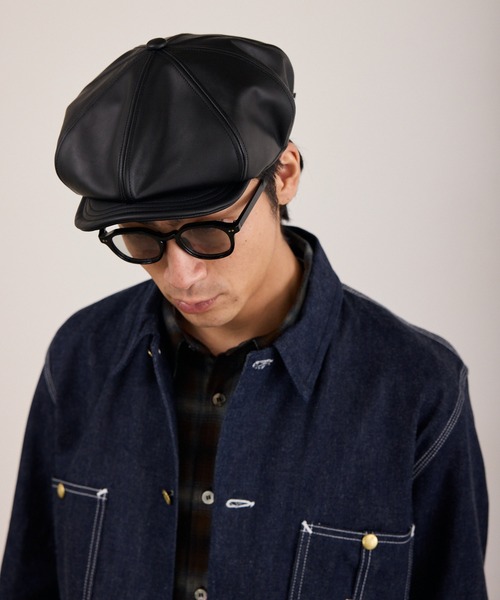 Schott（ショット）の「Schott / ショット LEATHER HUNTING 羊革 レザーハンチング 帽子 ワーク ヴィンテージ メンズ 2026年秋冬 秋物（ハンチング/ベレー帽・メンズ・ブラック・FREE）」の20枚目の写真