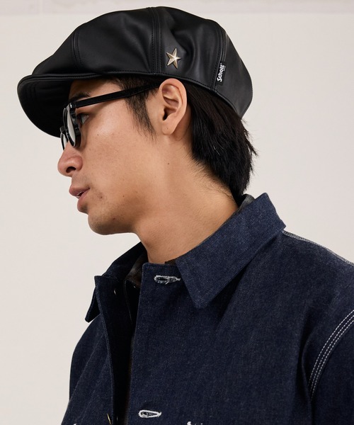 Schott（ショット）の「Schott / ショット LEATHER HUNTING 羊革 レザーハンチング 帽子 ワーク ヴィンテージ メンズ 2026年秋冬 秋物（ハンチング/ベレー帽・メンズ・ブラック・FREE）」の19枚目の写真