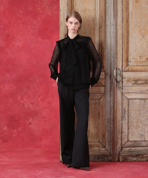 LOULOU WILLOUGHBY(ルルウィルビー)の「シルクシフォンシャーリングブラウス(シャツ/ブラウス・レディース・ブラック/オフホワイト/ボルドー・2)」の8枚目の写真