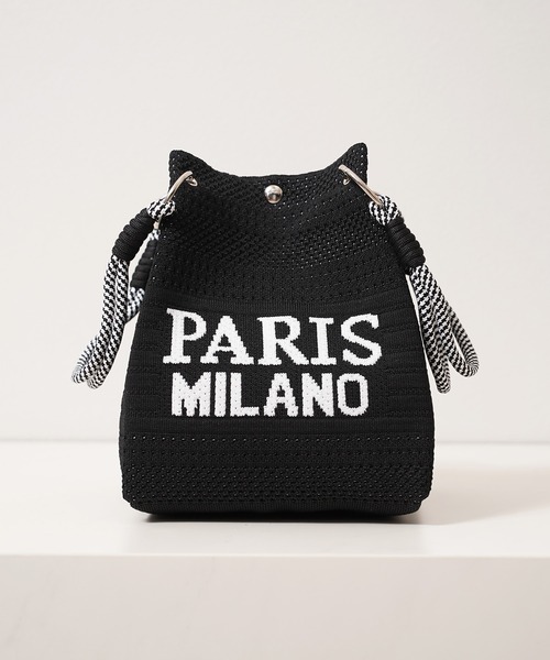 1111clothing(ワンフォークロージング)の「PARIS MILANO ロゴジャガード ニット ミニ 巾着バッグ / PARIS MILANO Logo Drawstring Bag(ハンドバッグ・レディース・ピンク/ブラック/ベージュ/グリーン/アイボリー・FREE)」の9枚目の写真