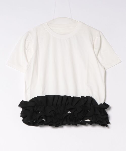 M y u(ミュー)の「MOFU裾フリルTee(Tシャツ/カットソー・レディース・ブラック×ホワイト/ホワイト×ホワイト/ホワイト×ブラック/ブラック×ブラック・FREE)」の3枚目の写真