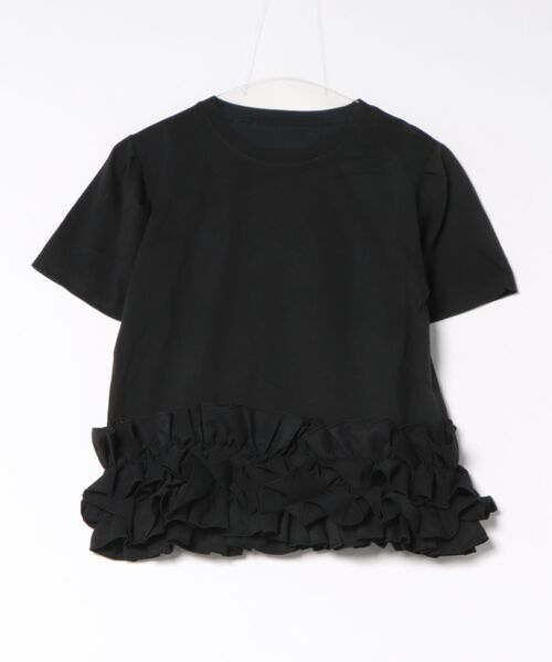 M y u(ミュー)の「MOFU裾フリルTee(Tシャツ/カットソー・レディース・ブラック×ホワイト/ホワイト×ホワイト/ホワイト×ブラック/ブラック×ブラック・FREE)」の4枚目の写真