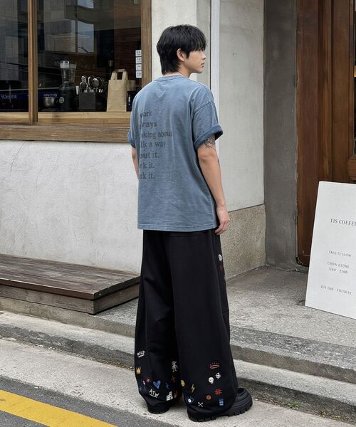 ARTISTWEAR（アーティストウェア）の「[ATW] リトル KAOS ライン ワイドパンツ - 2COLOR（スウェットパンツ・レディース・ブラック/グレー・X-LARGE/XX-LARGE/MEDIUM/LARGE）」の8枚目の写真