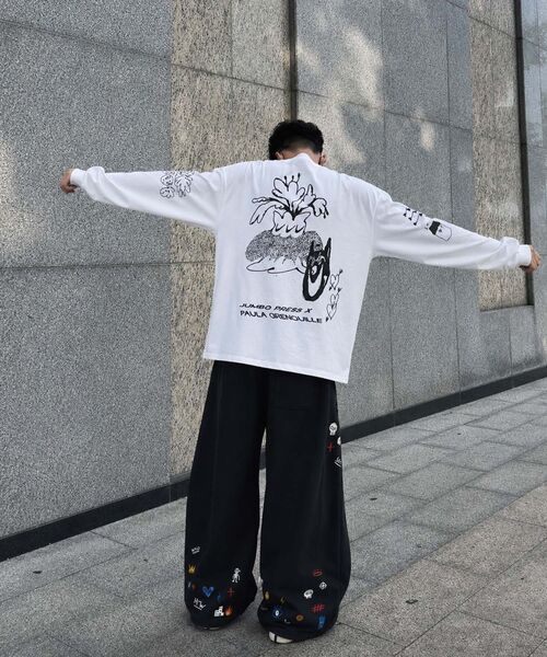 ARTISTWEAR（アーティストウェア）の「[ATW] リトル KAOS ライン ワイドパンツ - 2COLOR（スウェットパンツ・レディース・ブラック/グレー・X-LARGE/XX-LARGE/MEDIUM/LARGE）」の11枚目の写真