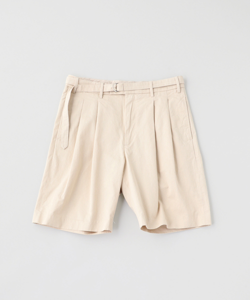 EDIFICE(エディフィス)の「TWILL BELTED 2プリーツ ショーツ(その他パンツ・メンズ・ブラウン系その他/アイボリー/ブラック・MEDIUM/SMALL/LARGE)」の2枚目の写真