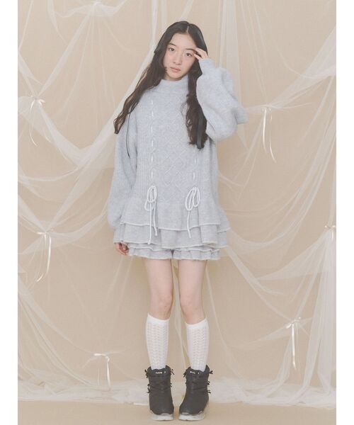merry jenny(メリージェニー)の「frillケーブルニットショートパンツ(その他パンツ・レディース・アイボリー/グレー/ブラウン・FREE)」の12枚目の写真