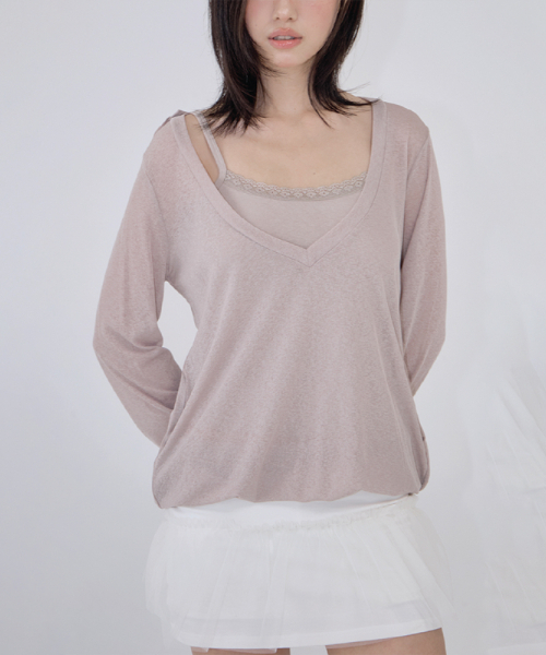 BELLIALEU(ベルリアル)の「CLOUD V-NECK OATMEAL(Tシャツ/カットソー・レディース・その他・FREE)」の4枚目の写真