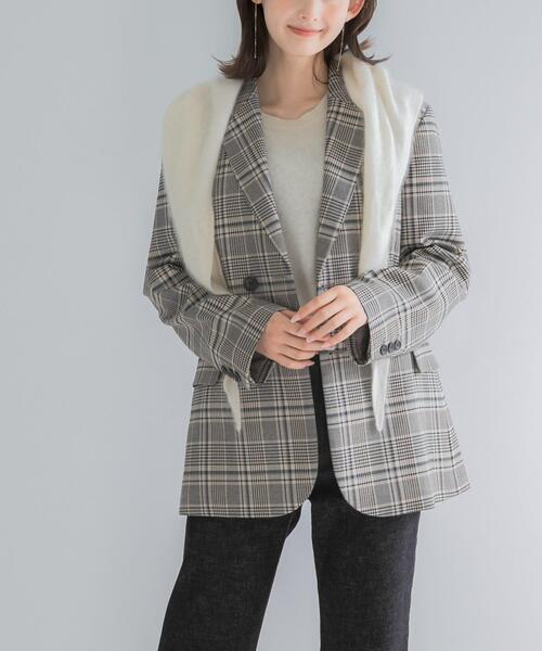 URBAN RESEARCH ROSSO WOMEN(アーバンリサーチ ロッソ)の「チェックテーラードフォルムジャケット(その他アウター・レディース・ブルー系その他/ベージュ系その他・36/38)」の2枚目の写真