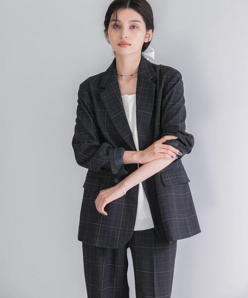 URBAN RESEARCH ROSSO WOMEN(アーバンリサーチ ロッソ)の「チェックテーラードフォルムジャケット(その他アウター・レディース・ブルー系その他/ベージュ系その他・36/38)」の1枚目の写真