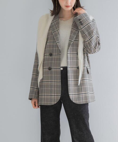 URBAN RESEARCH ROSSO WOMEN(アーバンリサーチ ロッソ)の「チェックテーラードフォルムジャケット(その他アウター・レディース・ブルー系その他/ベージュ系その他・36/38)」の3枚目の写真