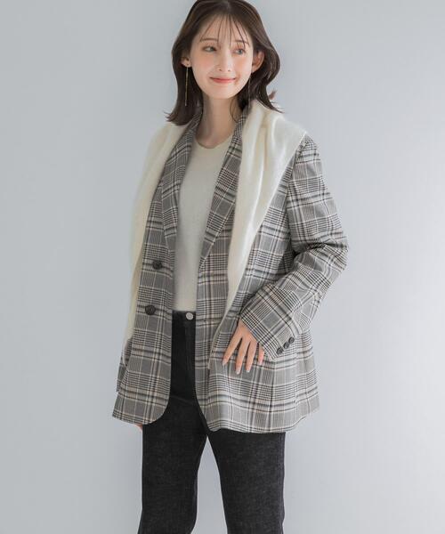 URBAN RESEARCH ROSSO WOMEN(アーバンリサーチ ロッソ)の「チェックテーラードフォルムジャケット(その他アウター・レディース・ブルー系その他/ベージュ系その他・36/38)」の4枚目の写真