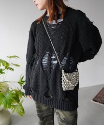 【SANSeLF】クラッシュケーブルルーズニット saw26a019