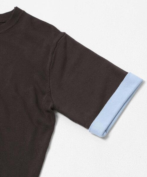 SENSE OF PLACE by URBAN RESEARCH(センスオブプレイスバイアーバンリサーチ)の「『洗濯可』バイカラーロールスリーブニットTシャツ(ニット/セーター・レディース・チャコールグレー/ブラック/ブラウン・ONE)」の16枚目の写真