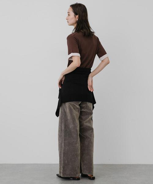 SENSE OF PLACE by URBAN RESEARCH(センスオブプレイスバイアーバンリサーチ)の「『洗濯可』バイカラーロールスリーブニットTシャツ(ニット/セーター・レディース・チャコールグレー/ブラック/ブラウン・ONE)」の7枚目の写真