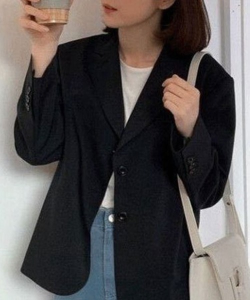 Flugge(フラッジー)の「シンプルテーラードジャケット(テーラードジャケット・レディース・ブラウン/ブラック・LARGE/MEDIUM)」の1枚目の写真
