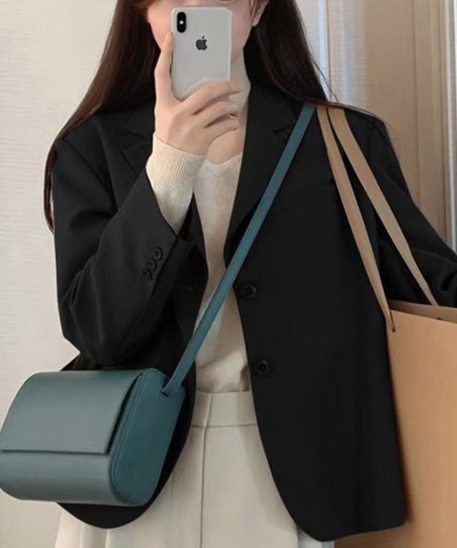 Flugge(フラッジー)の「シンプルテーラードジャケット(テーラードジャケット・レディース・ブラウン/ブラック・LARGE/MEDIUM)」の3枚目の写真