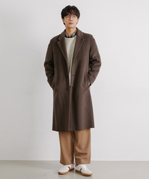 男性シングルスリーボタンハンドメイドコート (ブラウン) (HAAHC1A)