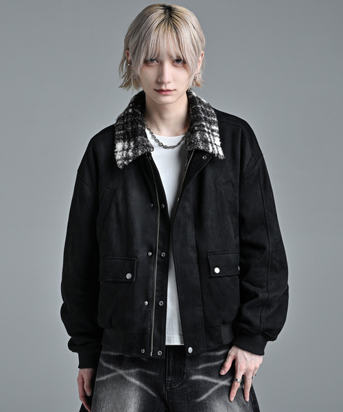 ADRER(�A�h���[)��Brushed cloth × boa reversible short jacket / �u���b�V���h�N���X × �{�A ���o�[�V�u�� �V���[�g�W���P�b�g(�u���]��)