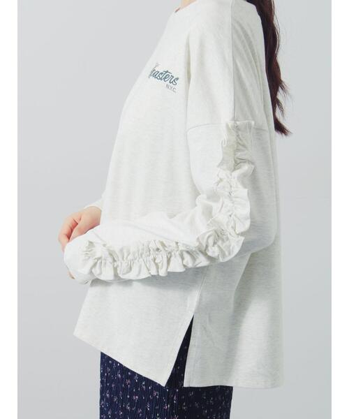 Samansa Mos2(サマンサ モスモス)の「袖タテフリルロンT(Tシャツ/カットソー・レディース・チャコールグレー/グレー/グリーン・F)」の12枚目の写真