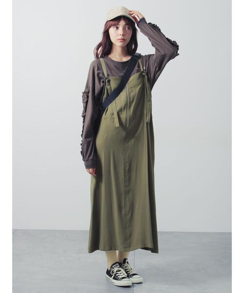 Samansa Mos2(サマンサ モスモス)の「袖タテフリルロンT(Tシャツ/カットソー・レディース・チャコールグレー/グレー/グリーン・F)」の14枚目の写真