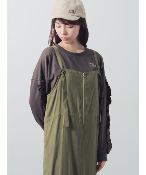 Samansa Mos2(サマンサ モスモス)の「袖タテフリルロンT(Tシャツ/カットソー・レディース・チャコールグレー/グレー/グリーン・F)」の17枚目の写真