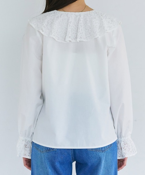 Pierrot(ピエロ)の「レースドッキングブラウス(シャツ/ブラウス・レディース・オフホワイト/ブラック・L/M)」の10枚目の写真
