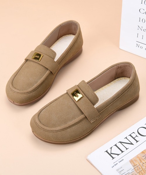 Miniministore(ミニミニストア)の「モカシンローファー 金具付き レディース(スリッポン・レディース・ブラック/ベージュ・23.5cm/24.0cm/23.0cm/24.5cm/25.0cm)」の2枚目の写真