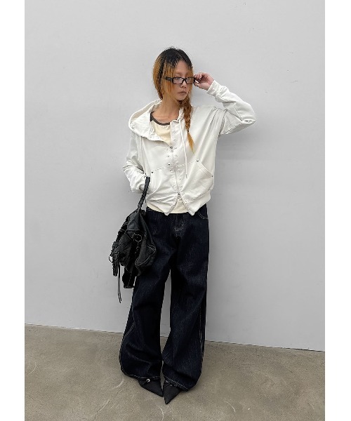 BLACKUP（ブラックアップ）の「[MADE] オデリーノンウォッシュワイドデニム（デニムパンツ・レディース・ダークブルー・SMALL/LARGE/MEDIUM）」の5枚目の写真
