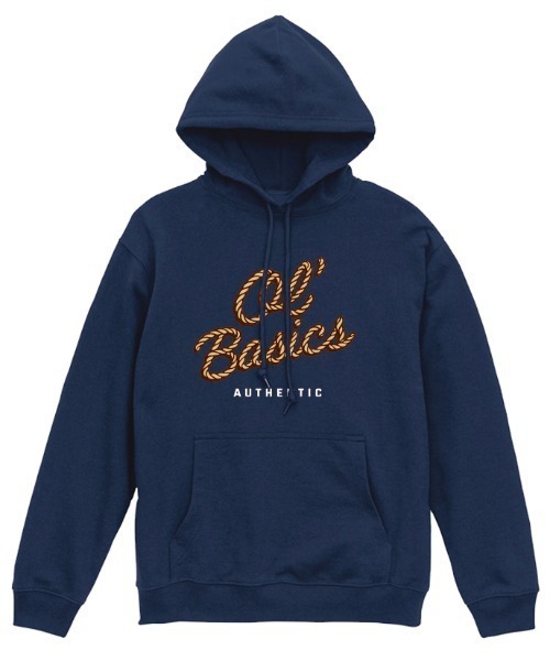 Ol' Basics(オールベーシックス)の「Ol' Basics(オール・ベーシックス) プルパーカー スウェット ロープロゴ プリント 裏毛 トップス メンズ ユニセックス(パーカー・メンズ・インディゴブルー/ミックスグレー/レッド/ホワイト・M/L/XL)」の4枚目の写真