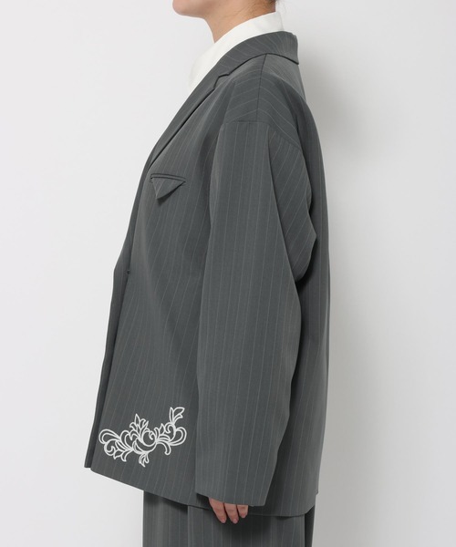 LEPSIM(レプシィム)の「《un STANDARD by LEPSIM》 チェーン刺繍ストライプWジャケット 1051938(テーラードジャケット・レディース・ネイビー/グレー・FREE)」の21枚目の写真