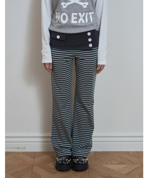 SETUP-EXE（セットアップイーエックスイー）の「SKULL LOGO STRIPE フレアパンツ / ミント（その他パンツ・レディース・その他・SMALL/MEDIUM）」の3枚目の写真