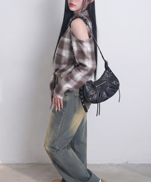 non-hedge(ノンヘッジ)の「肩開き前しばりチェックシャツ(シャツ/ブラウス・レディース・ブラウン/ブラック・FREE)」の10枚目の写真