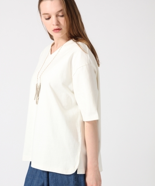 HARE（ハレ）の「ビッグVネックプルオーバー(HARE)（Tシャツ/カットソー・レディース・オフホワイト/グレー/オレンジ/グレー系その他・FREE）」の8枚目の写真