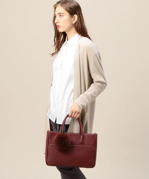 BEAUTY&YOUTH UNITED ARROWS（ビューティーアンドユースユナイテッドアローズ）の「BY ファーポンポン スクエアトートバッグ -2WAY-◆（トートバッグ・レディース・ブラック/ワインレッド・FREE）」の14枚目の写真