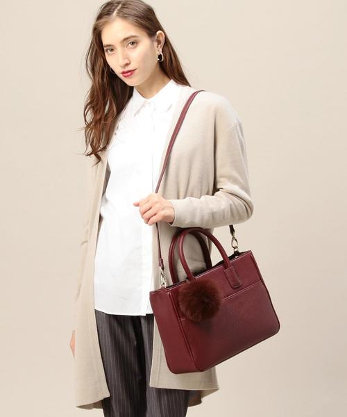 BEAUTY&YOUTH UNITED ARROWS（ビューティーアンドユースユナイテッドアローズ）の「BY ファーポンポン スクエアトートバッグ -2WAY-◆（トートバッグ・レディース・ブラック/ワインレッド・FREE）」の11枚目の写真