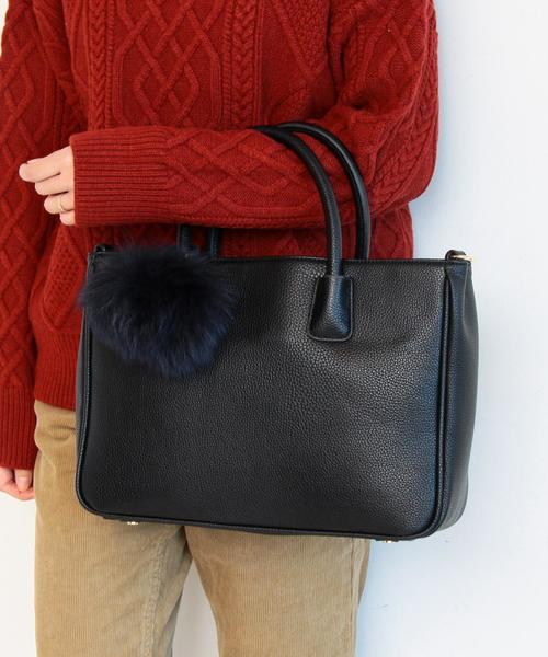 BEAUTY&YOUTH UNITED ARROWS（ビューティーアンドユースユナイテッドアローズ）の「BY ファーポンポン スクエアトートバッグ -2WAY-◆（トートバッグ・レディース・ブラック/ワインレッド・FREE）」の17枚目の写真