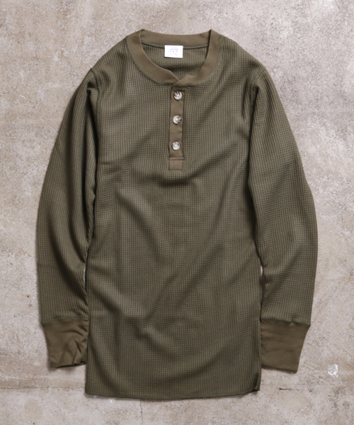 JEMORGAN（ジェーイーモーガン）の「【JEMORGAN】パックヘンリーネックワッフル（Tシャツ/カットソー・メンズ・ホワイト/グレー/カーキ/ブラック・LARGE/X-LARGE/MEDIUM）」の4枚目の写真