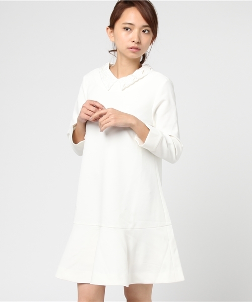 mysty woman（ミスティウーマン）の「レース襟付きAライン2wayワンピース（ワンピース・レディース・ライトグレー/ブラック/オフホワイト・FREE）」の14枚目の写真