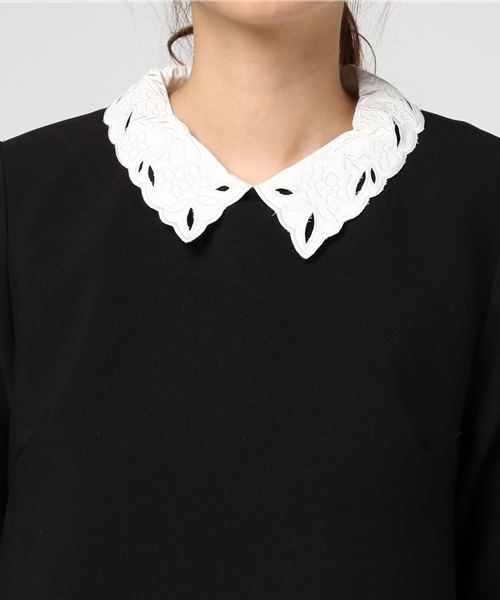 mysty woman（ミスティウーマン）の「レース襟付きAライン2wayワンピース（ワンピース・レディース・ライトグレー/ブラック/オフホワイト・FREE）」の8枚目の写真