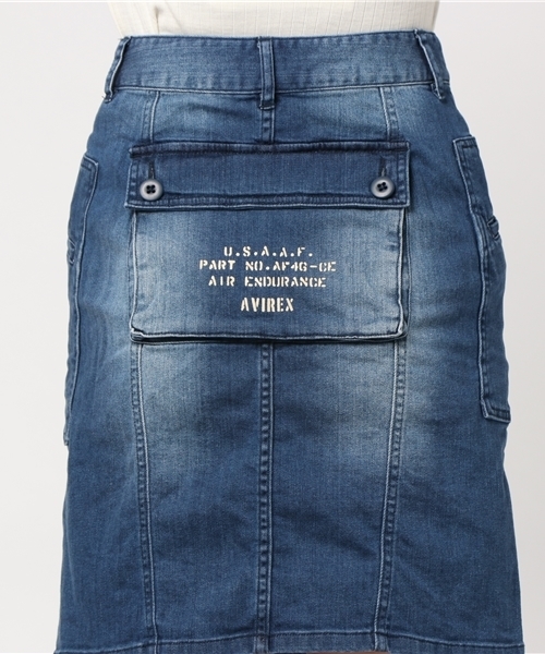 AVIREX（アヴィレックス）の「avirex/ アヴィレックス/ L-BACK POCKET SKIRT/ バックポケット スカート（スカート・レディース・ベージュ/インディゴブルー/オリーブ・SMALL/MEDIUM）」の8枚目の写真